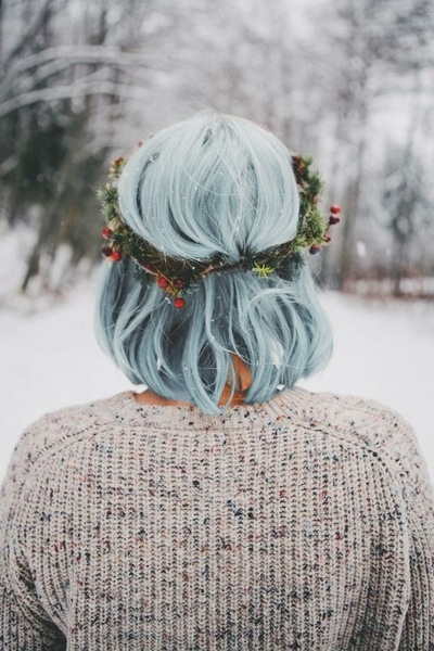blu hair garland winter capelli blu ghirlanda inverno snow neve frost frozen ghiaccio
